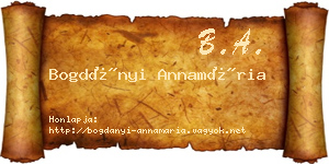 Bogdányi Annamária névjegykártya